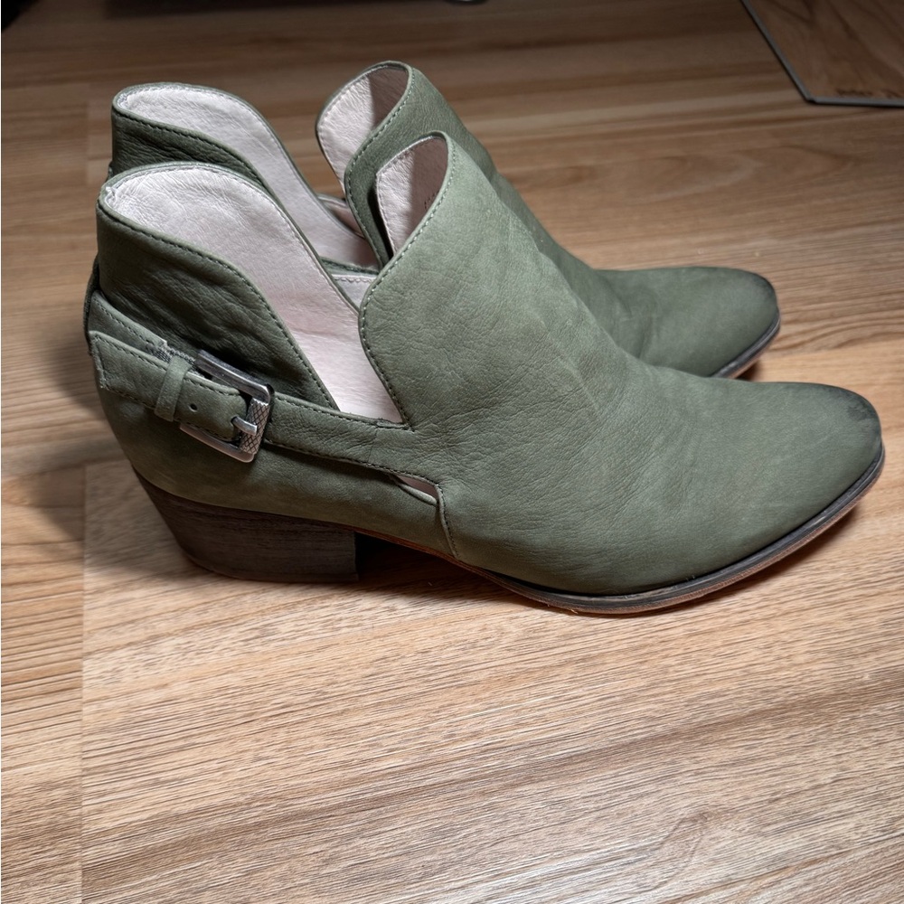 Caslon Olive Green Ankle Boots with Buckle Detail
